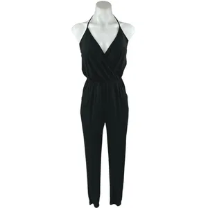 Lulus Learning to Fly Black Halter Sleeveless V Neck Faux Wrap Jumpsuit Size S thumbnail 2