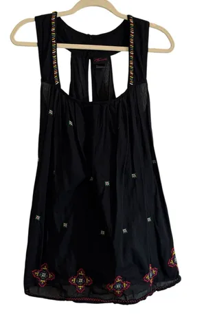 Torrid Embroidered Beaded Tank Top Black 1 Womens Boho Peasant Festival thumbnail 1