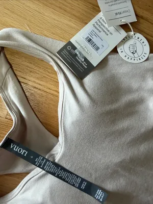 NWT Vuori Halo Racerback Midi Tank Dress Ecru Heather Sz L thumbnail 2