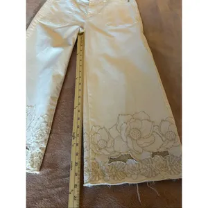 Soft Surroundings The Ultimate Wide Leg Crop Jeans Embroidered Ivory 6 thumbnail 5