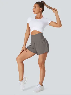 Halara SoftlyZero Airy 2-in-1 Shorts Steeple Gray Pockets Medium 4.5 inseam thumbnail 2