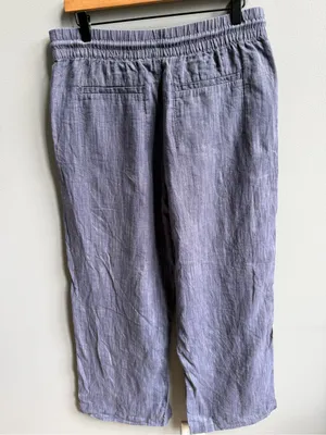 Athleta Cabo Linen Textured Wide Leg Pants Size Medium Navy Blue thumbnail 7