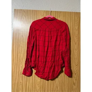 A New Day Red Plaid Button Up Top Woman’s Size Medium thumbnail 5