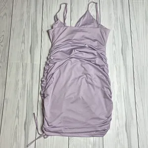 Revolve Lavender Vneck Bodycon Rouched mini dress Medium thumbnail 8