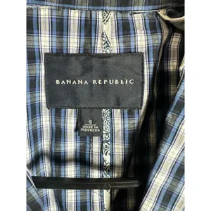 Banana Republic Womens Blue Plaid Cotton Blazer Jacket Crest Button Unlined S‎ thumbnail 5