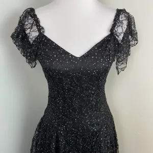 Vintage Nuance Black Shimmering Witchy Goth Dress Small thumbnail 2