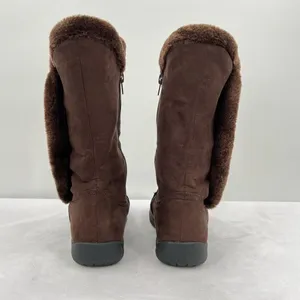Bass FlexStep Loretta Chocolate Brown Faux Suede Fur Trim Tall Zip Boots Size 7 thumbnail 11