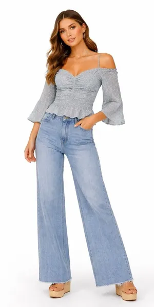 ASTR the Label Cold Shoulder Ruched Sweetheart Neckline Flutter Sleeves Size M thumbnail 1