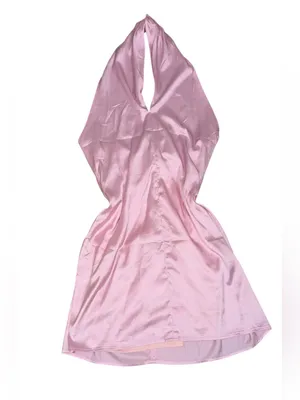 Boohoo Size 10 Pink Satin halter Mini Dress Backless Sleeveless Party Slip thumbnail 11