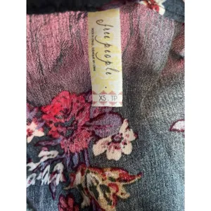 Free People Womens Shirt XS Green Floral Relaxed‎ Tunic Long Sleeve Blouse thumbnail 5