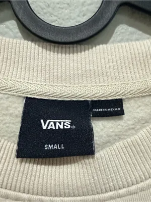 Vans Cream Graphic Crop Crewneck Sweatshirt Size S thumbnail 3