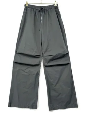 Cider Wide Leg Cargo Pants Gray Elastic Waist Drawstring Casual Utility Sz Large thumbnail 1