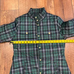 J. Crew Womens Puffer Jacket Size Small Green Tartan Plaid Zip Front (NO BELT) thumbnail 8