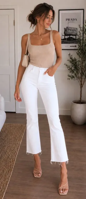MOTHER Hustler Ankle Fray Jeans 23 Fairest of Them All White $228 thumbnail 1