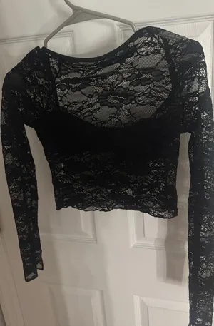 Black Lace Long Sleeve Edikted Top thumbnail 1