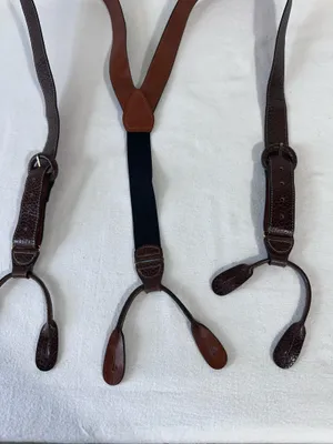 Men's Suspenders, Wide Y Style, Faux Leather with Leather Ears Western Classic thumbnail 6