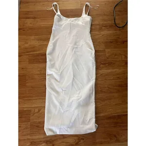 Zara sexy white long dress size medium stretch with cutout on the back thumbnail 7
