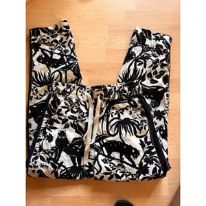 MAEVE Anthropologie Tenley‎ twill track pants black white jungle cat panther XS thumbnail 2
