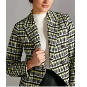 Anthropologie Avec Les Filles Wool Blend Blazer Jacket Plaid Fall Aesthetic thumbnail 9