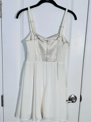 Express Champagne Metallic Sweetheart Fit Flare Cocktail Dress 2 Party Mini thumbnail 6