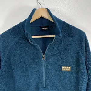 KAVU Fleece Pullover Quarter Zip Sherpa Jacket Outdoor Cozy Blue Large Travel‎ thumbnail 10