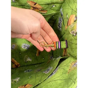 Vintage Handmade Halloween Goblin Wizard Tote Bag Green Orange Striped Spooky thumbnail 13