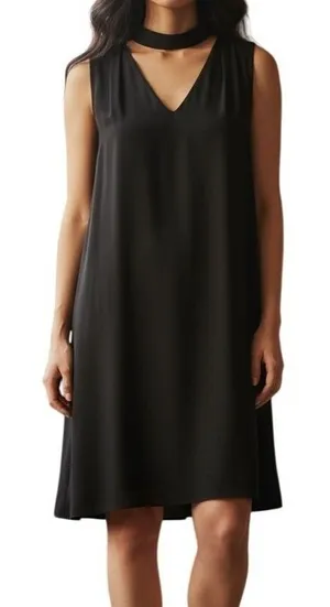 WHITE HOUSE BLACK MARKET‎ Black Sleeveless Choker Neck Shift Dress EUC Size 6 thumbnail 1