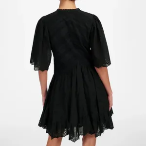 NWT Madewell Black Eyelet Flutter Sleeve Mini Dress in‎ Cotton Size 00 thumbnail 2