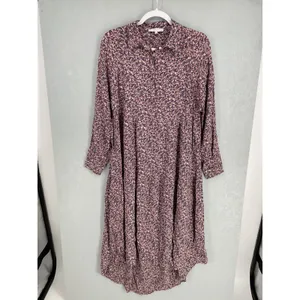 Boii Womens Shirt Dress Abstract Floral Tiered Long Sleeve Pink Blue XS thumbnail 2