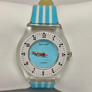 Passion women’s watch Quartz analog 34mm plastic case blue white color WR runs thumbnail 1
