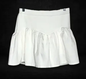 Princess Polly Tennis Mini Skirt Flouncy Hemline Back Zip Cotton White Women’s 6 thumbnail 1