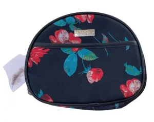 New Jessica‎ Simpson Makeup Bag Travel Black Red Floral Carry On West Coast thumbnail 1