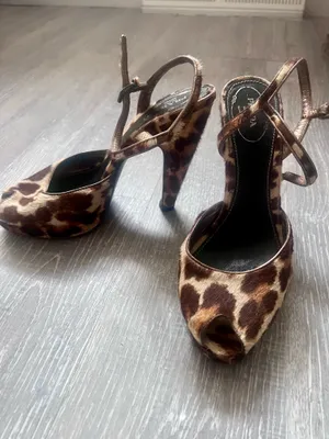 Vintage Prada calfskin leopard print peep toe slingbacks thumbnail 6