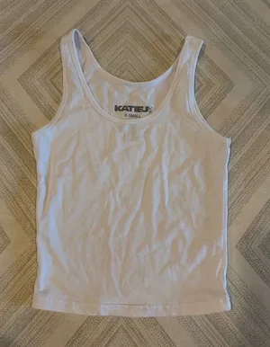 Katie J NYC White Scoop Neck Tank Top Junior XS Sleeveless Basic Casual thumbnail 1