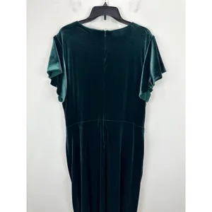 Lauren Ralph Lauren Velvet Flutter Sleeve Cocktail Midi Dress Green US 16 NWT thumbnail 9