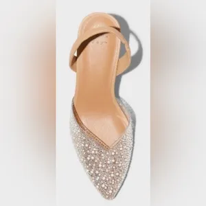 NEW A New Day Isabel Embellished Slingback Kitten Heel Clear Crystal sz 8.5 thumbnail 2