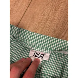Lucia Vintage Green Gingham Midi Skirt Cotton High Waist Pockets Made in USA 18 thumbnail 3