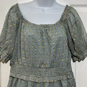 NWT Lulu’s Touch of Glam Dusty‎ Blue Dotted Off-the-Shoulder Mini Dress size L thumbnail 7