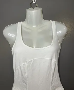 Free People Bodysuit Womens Small White Racerback Scoop Neck Stretch One Piece thumbnail 1
