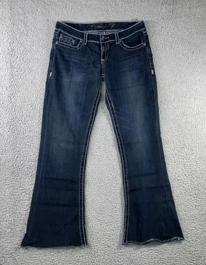 Seven 7 Bootcut Jeans‎ Women 31 Low Rise Thick Stitch Western Festival Y2K Biker thumbnail 1
