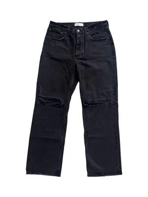 Abercrombie & Fitch The 90s Baggy Low Rise Distressed Jeans Black Size 28/6 thumbnail 2