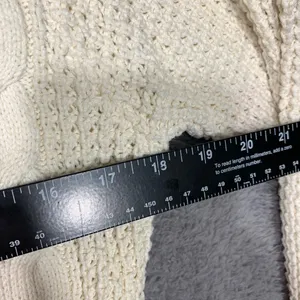 American Eagle Sweater Womens XS Cream Green Varsity Striped Cable Knit Crewneck thumbnail 2