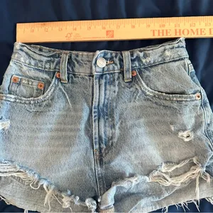 Zara Blue Jean Shorts Distressed Vintage Style 0 thumbnail 5