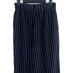 Zara Striped Wide Leg Crop Paperbag Trousers Elastic Waist Pockets S Black White thumbnail 6