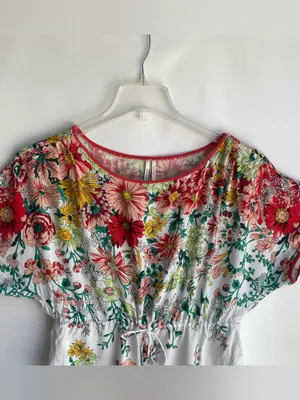 Anthropologie springtime floral sleep top tassel tie waist dolman sleeve top M thumbnail 5