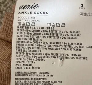 Aerie Women’s Ankle Socks Pack of Three Brown White Tan O/S One Size Cotton NWT thumbnail 6