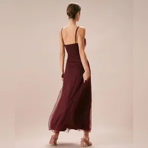 RIHOAS The Wine Red V Neck Mesh Wrap Maxi Dress M thumbnail 3