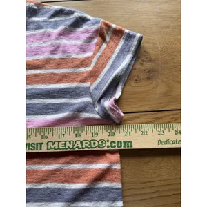 Madewell Medium T Shirt Striped Crop Top Soft V Neck Cap Sleeve Boho Boxy Hippie thumbnail 5