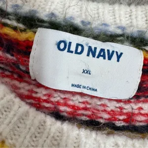 Old Navy Fair Isle Chunky Knit Sweater & Scarf White Multicolor‎ XXL thumbnail 13