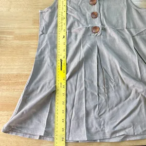 NWOT Tan Nude Linen & Cotton Sleeveless Button Up Tank Top Blouse S Aumora thumbnail 5